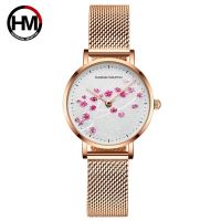 [Aishang watch industry]Japan Quartz Movement 10D Red Plum Blossom สายหนังแท้นาฬิกาผู้หญิงนาฬิกาข้อมือสุภาพสตรีนาฬิกาดีไซน์ใหม่สำหรับผู้หญิง