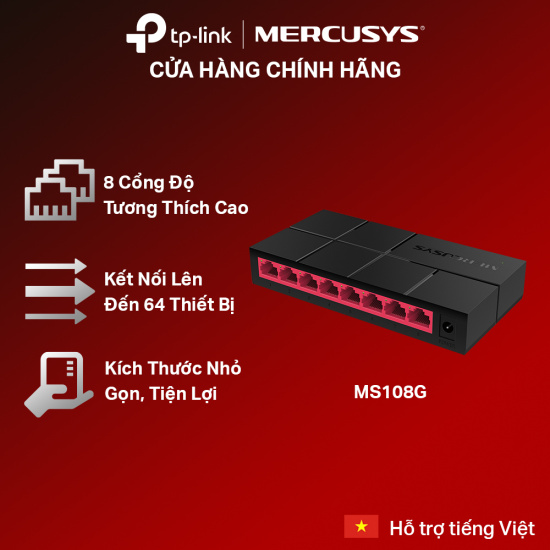Bộ chia tín hiệu mercusys ms108g switch để bàn 8 cổng 10 100 1000mbps - ảnh sản phẩm 1