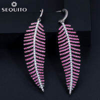 SEQUITO Gorgeous Pear Cutคริสตัลหยดน้ำต่างหูPave Cubic Zirconiaการตั้งค่าผู้หญิงยาวแขวนเครื่องประดับพรหมอุปกรณ์งานปาร์ตี้CSE302