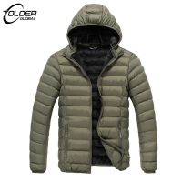 Winter Man Warm Jacket Packable Light Mens Down Puffer Ski Coat Padded Outwear Solid Jackets Male Windproof Parka Detachable Hat