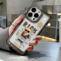 Cartoon Soft Cute Transparent Bear Case Compatible for IPhone 11 12 13 14 Pro Max XR XS X 8 7 6 6S Plus Clear Casing Cover Precticer