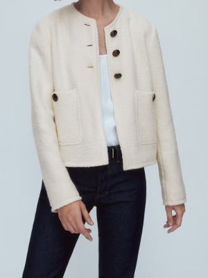 YENKYE 2022ฤดูใบไม้ร่วงผู้หญิงแขนยาวปุ่ม T Crop Jacket Coat Vintage กระเป๋า Slim Simple Casual หญิงสั้น Outerwear
