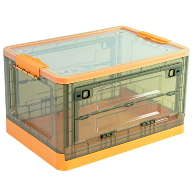 Lehome กล่องเก็บของพลาสติกสีส้ม มีล้อ+ฝา+พับได้, เปิด(ด้านหน้า+บน) วัสดุคุณภาพดีพลาสติกPP ขนาด36x51x29cm HO-01-00291