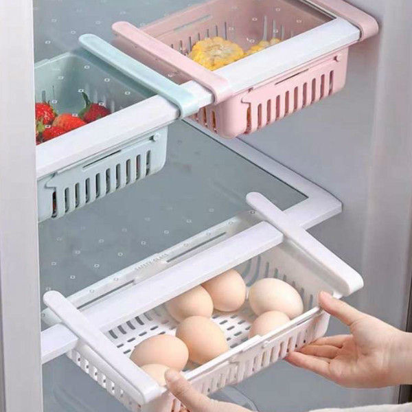 ตะกร้าในตู้เย็น-ตะกร้าใส่ผลไม้ระบายอากาศ-กล่องใส่ผักในตู้เย็น-กล่องอเนกประสงค์-ตะกร้าใส่ของในตู้เย็น-เลื่อนออกได้