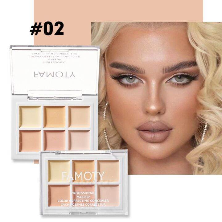 ครีมคอนซีลเลอร์แบบมืออาชีพ6สีบรอนเซอร์สีม่วงคอนทัวร์กันน้ำชุ่มชื้นปกปิดรอยคล้ำพาเลทสำหรับแต่งหน้าใบหน้า