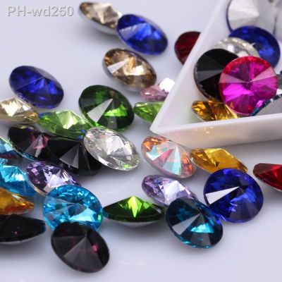 6 8 10 12 14 16 18 25mm Rivoli Round Pointed Back glass Stones Crystal rhinestones diamante jewels Beads shoes bag clothes trim