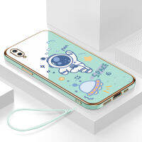 เคสsamsung m02 กรอบสีทองชุบด้วยไฟฟ้า รวมทุกอย่าง ฝาหลัง วัสดุ TPU ป้องกันการหล่น ป้องกันการชนกัน กันน้ำ สายรัดข้อมือการ์ตูนน่ารัก เคสโทรศัพท์มือถือ
