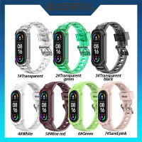 BassPal Silicone Glacier Bracier Band Xiaomi Mi 3 4 5 6 7สายสำหรับ Xiaomi Mi Band 4 3สร้อยข้อมือซิลิโคนสำหรับ Miband 5 6 7สายสร้อยข้อมือกีฬาข้อมือสไตล์ธารน้ำแข็ง