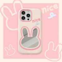 ลายการ์ตูนน่ารักแบบกระต่ายกระจกซิลิโคน3D สำหรับ IPhone 14 13 12 11 Pro Max เคสโทรศัพท์แฟชั่นความคิดสร้างสรรค์