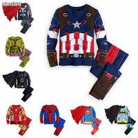 COD SDFGDERGRER AISAMEFE 2PCS Boys Suits Cartoon Superhero Pattern Boys Sleep Sets Casual Fashion Ins Style Cotton 3-7Y Kids Clothes