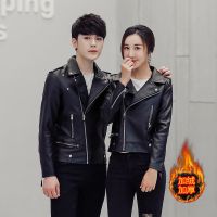 【Ready】? Autumn and winter trend new star same style couple British washed mens and womens leather coat Hong Kong style coat loose leather jacket