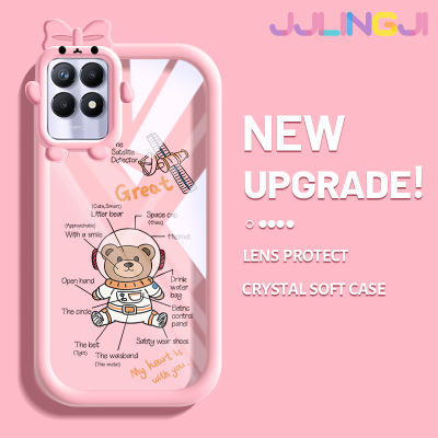 Jjlingji เคสสำหรับ Realme 8i Realme Narzo 50เคสลายการ์ตูนน่ารัก Nasa Astronaut Bear Motif เคสกันกระแทกซิลิโคนนิ่มหนาทนทานต่อการตกและเคสโทรศัพท์แบบใสทนต่อการสึกหรอ