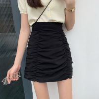 Ladies Slimmer Look Pleated SkirtHigh Waist Short SkirtSpring Summer New Style Hip-Wrapped a-Line Skirt