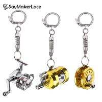 【CC】 1Pcs Alloy Fishing Reel Drum Pendant Keychain Outdoor Small Tackle Miniature Sea Spinning