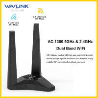 WAVLINK AC1300 USB 3.0ตัวรับสัญญาณ WiFi,Dual Band 2.4G/5G,Dual สูง3dBi เสาอากาศเครือข่าย WiFi,ปลั๊กแอนด์เพลย์,อะแดปเตอร์เครือข่ายไร้สายสำหรับแล็ปท็อปเดสก์ท็อปพร้อม Windows 10/8/7, Mac OS 10.11หรือใหม่กว่า