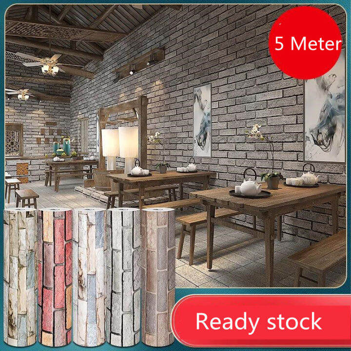 5 Meter SelfAdhesive 3D WallPaper Sticker Brick Foam Wall Paper