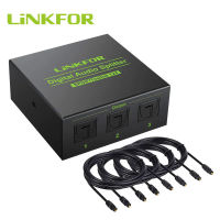 LiNKFOR 1x4 Optical Digital Audio Splitter 1 In 4 Out SPDIF Toslink Audio Splitter with 4pcs 6.6ft Optical Cable Support DTS AC3