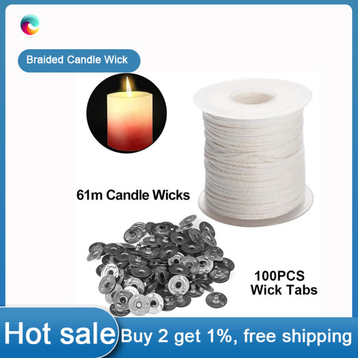 1 Roll White Cotton Candle Wick Candle Woven Wick for Candle DIY and Candle  Making 61M