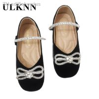 【hot】☬  Flats With Shoes Child Leather 2023 Children Rhinestone Bow Performing Small Kids Pink Shoe