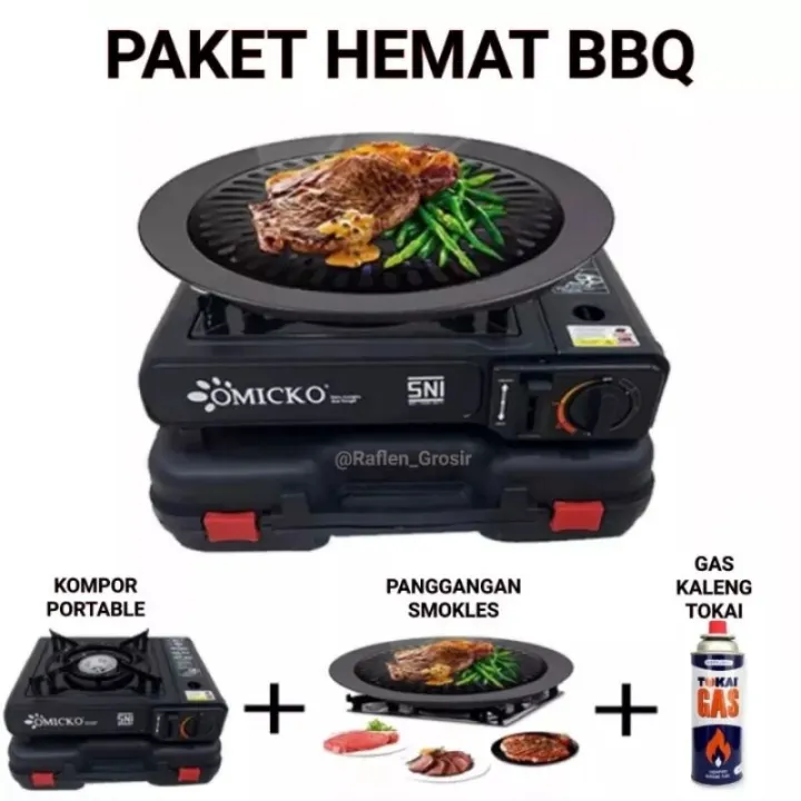 Paket Grill Pan + Kompor Dan Gas Portable / Grill Pan Anti Lengket ...