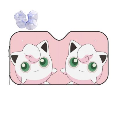 Pokemon Jigglypuff แผ่นกรองแสงติดรถยนต์รถพับได้ที่บังแดดที่บังแดดกระจกหน้ารถสะท้อนแสงกระบังแสง