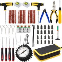 Car Repair Tool Kit Emergency Tubeless Tire Puncture Plug Vacuum Nail Screws Tyre Pressure Gauge Pliers Pick amp; Hook Set With Bag