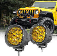 YCHOW-TECH 4 Inch 90W LED Amber Fog Lights 2PCS 9000LM Amber Offroad Lights Yellow Fog Lights Round LED Offroad Lights Spot Driving Work Light for Truck Pickup SUV ATV UTV 4x4 Motorcycle Amber Light