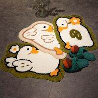 QSR STORE Cartoon Goose Bath Mat Soft Flocking Gosling Rug Home Living Room Carpet Entrance Doormat Non-Slip Toilet Bathroom Floor Mats