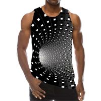 Tank Top For Men 3D Print Psychedelic Hole Sleeveless Fashion Pattern Tops Graphic Vest 6XL Plus Size Man Clothing Casual Tanks