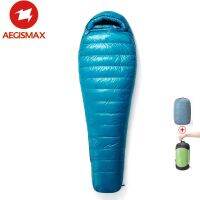 AEGISMAX M3ยาว Mummy ถุงนอน Ultralight 95 สีขาว Goose Down กล่อง Baffles ฤดูหนาวกลางแจ้ง Camping เดินป่า