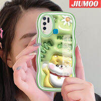 JIUMOO เคสสำหรับ VIVO เคส Y50 Y30i Y30น่ารักลายแมว3D ขอบคลื่นคอลอเคสมือถือนิ่มกันกระแทก TPU ซิลิโคนแบบใสเคสป้องกันการตกรวมทั้งหมดรวมฝาครอบป้องกันหัวกล้อง