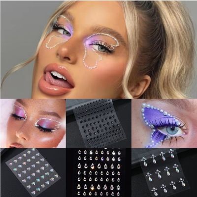 Eyes Glitter Makeup Art Face Body Art Stickers for Women Crystal Diamond 3D Face Jewelries Temporary Tattoo Stickers Eye Shadow
