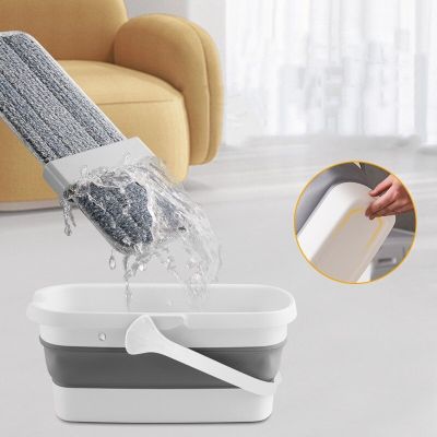Hand Free Flat Mop With Folding Bucket Dry And Wet Kitchen Cleaning Tool Set 360 ° Rotating Head Household Cleaning Products