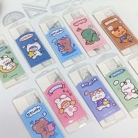 BOTISY Kawaii 4ชิ้น/เซ็ต อุปกรณ์สำนักงานโรงเรียน โปร่งใส การร่าง ไม้บรรทัดสามเหลี่ยม ไม้บรรทัดตรง ไม้โปรแทรกเตอร์ เครื่องมือวาดภาพ