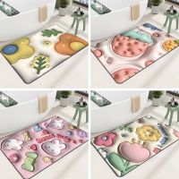 3D Super Absorbent Non-slip Bathroom Mat Toilet non-slip Bathtub Foot Mat Kitchen Living Room Floor Mat Home Decoration