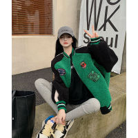 2021 new autumn and winter tide ins Harajuku style all-match thickened baseball uniform imitation lamb velvet jacket women