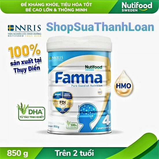 Hsd t8-2023 sữa bột nutifood famna số 4 hộp 850gr trên 2 tuổi - ảnh sản phẩm 1