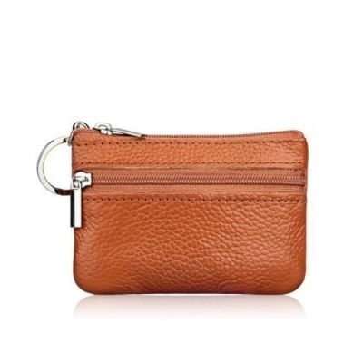 Women Men Genuine Real Leather Small Coin Card Key Ring Wallet Pouch Mini Purse