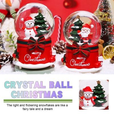 Floating Snowflake Rotating Santa Claus Crystal Ball Birthday Globe Ornament Carousel Box Gift Christmas Gift Music U6W4