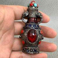 Rare China Tibetan Agate Stone Snuff Bottle Antique Retro Craft Jewelry Ornament