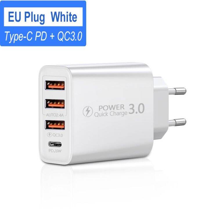 ที่ชาร์จ-usb-type-c-60w-ชาร์จเร็ว3-0โทรศัพท์มือถือ4พอร์ตอะแดปเตอร์ชาร์จในรถยนต์-pd-เร็วติดผนังสำหรับ13-12-pro-max