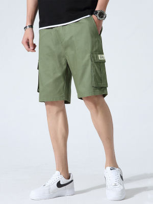 2022 New Summer Multi-Pockets Cargo Shorts Men Plus Size Knee Length Straight Short Pants Male Solid Cotton Loose Casual Shorts