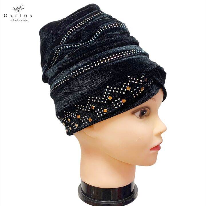 yf-latest-fashion-muslim-female-turban-hat-bonnet-gold-velvet-hot-rhinestone-solid-indian-beanie-hair-bonnets-cap-for-women-ca-71