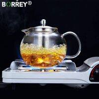 BORREY ล้าง Borosilicate กาน้ำชาแก้วที่ถอดออกได้304สแตนเลส Infuser เตาปลอดภัยหลวมใบชาหม้อเครื่องมือกาต้มน้ำชุด