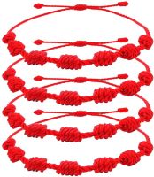 4pcs/set Handmade 7 Knots Red String Bracelet For Protection Lucky Amulet And Friendship Braid Rope Wristband Jewelry Wholesale