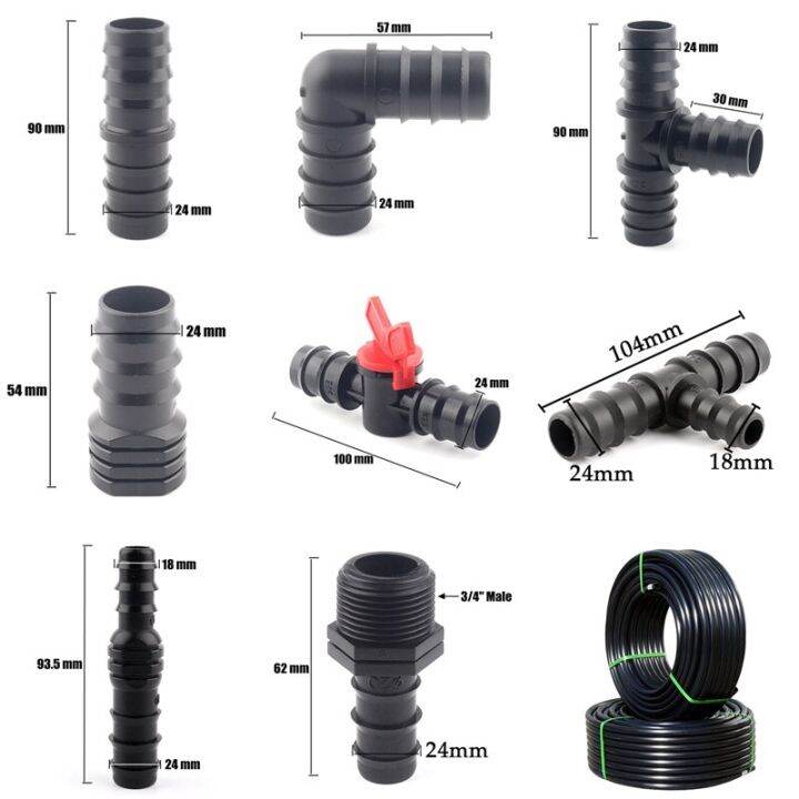 5pcs-25mm-pe-pipe-connector-garden-watering-hose-joints-equal-tee-elbow-straight-connectors-agricultural-irrigation-fittings