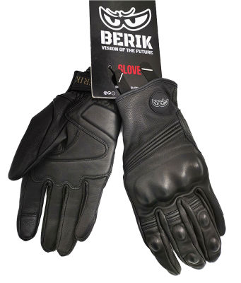 Brand New BERIK Retro Motorcycle Gloves Men Black Perforated Summer Breathable Sheepskin Off-road Street Moto Riding Gloves XXL