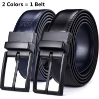 1Pcs Mens Leather Reversible Belt - Classic &amp; Fashion Designs Two in One Belts With Rotated Buckle Ceinture Size 75-160cm