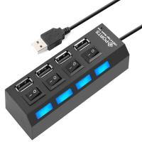 [HOT HAIXWLXKWW 589] 4พอร์ต USB Hub Splitter 2.0พร้อมสวิตช์เปิด/ปิดสำหรับแท็บเล็ตแล็ปท็อปโน้ตบุ๊ค