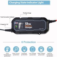 ZZOOI New 12V 1500mA Smart Motorcycle Battery Charger Maintainer Automatic Battery Trickle Charger with LED for Car/RV/ATV/Boat